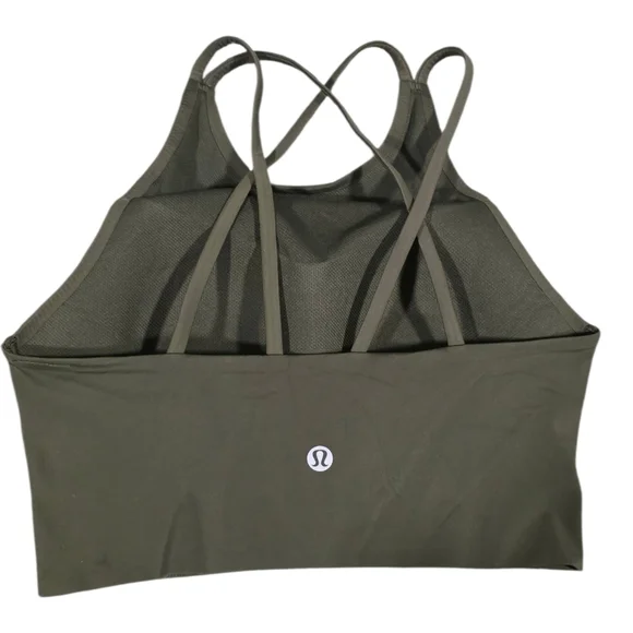 Lululemon Like a Cloud High-Neck Longline Bra Dark Green A/B Cup Size 4 - Picture 3 of 4